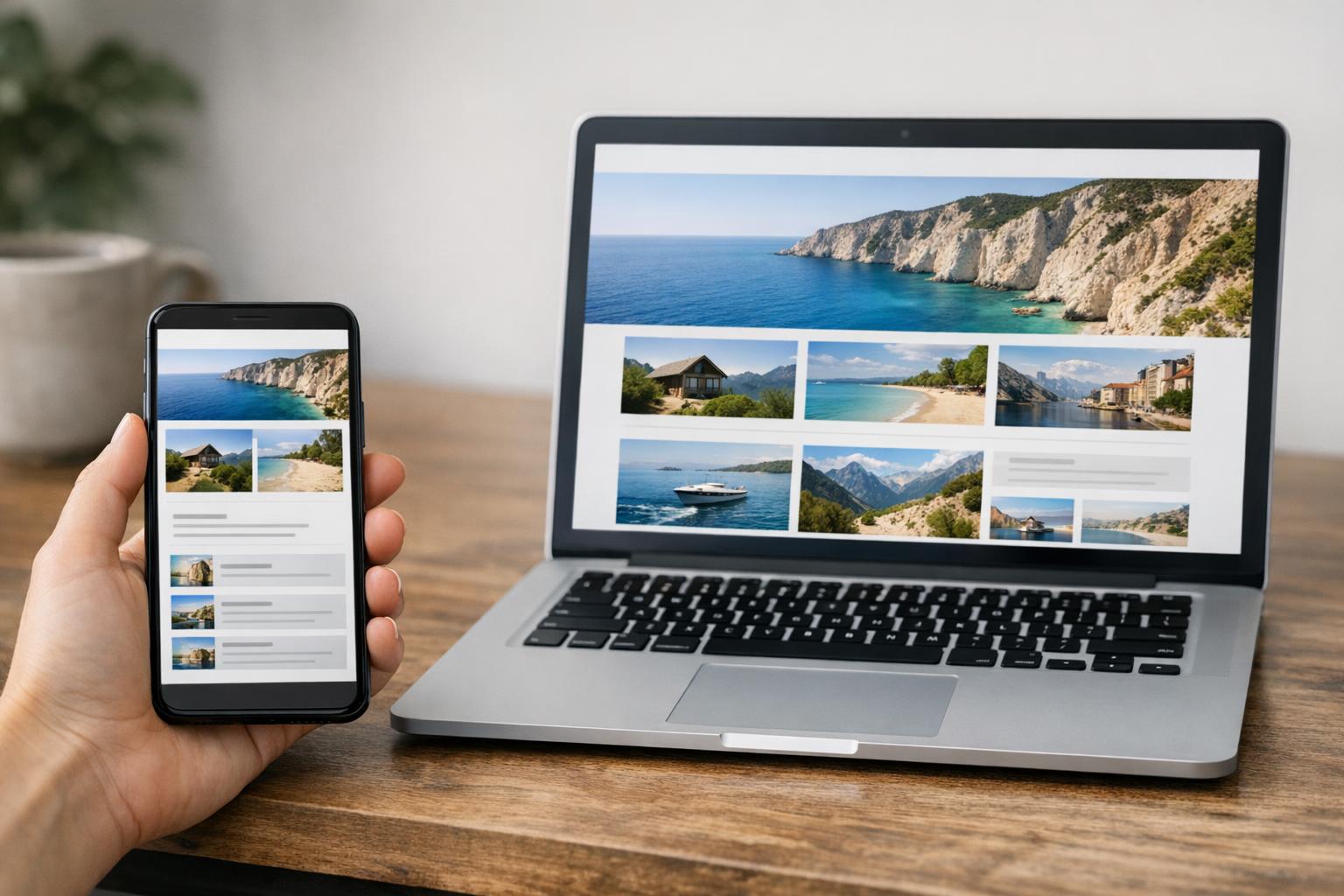 Zdjęcie responsywnej strony wyświetlonej na telefonie i laptopie